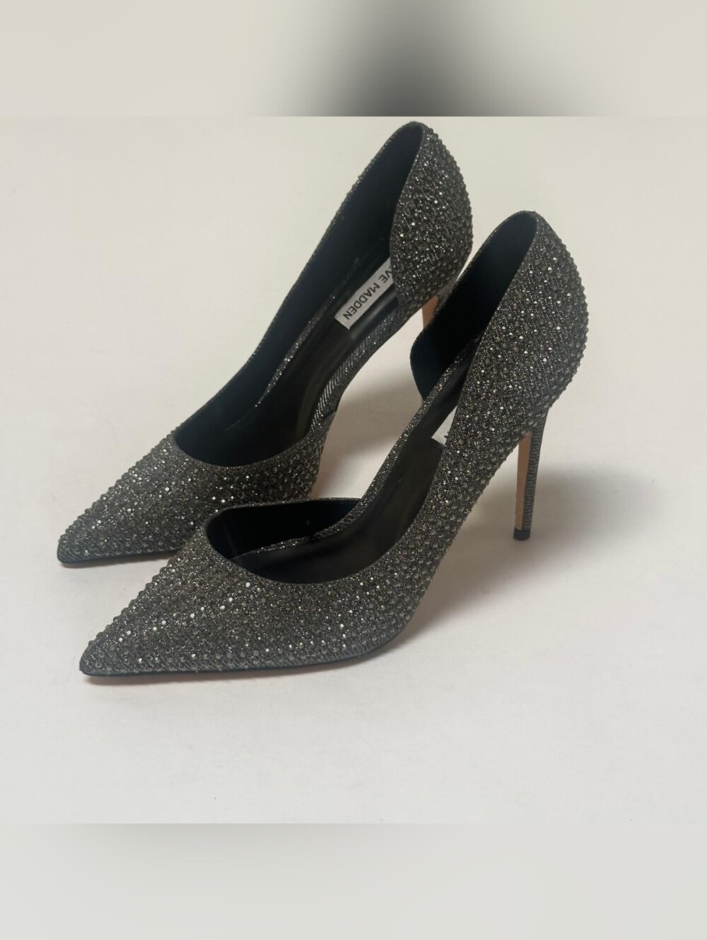 Steve Madden Proper Rhinestone Pointed Toe D'Orsay Pumps Silver Gray Womens 8.5 - Picture 8 of 10